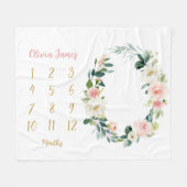 かわいいフローラベビーガールマイルストーン毎月ベビー フリースブランケット (正面(横))