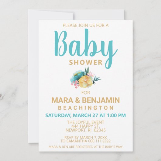 *~*かわいいフローラベビーシャワー招待状 招待状 (裏面)