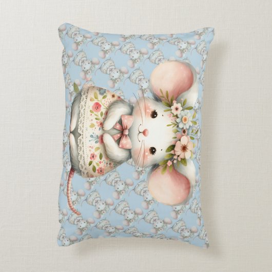 かわいいフローラマウスドレスフラワークラウン アクセントクッション (裏面(縦))