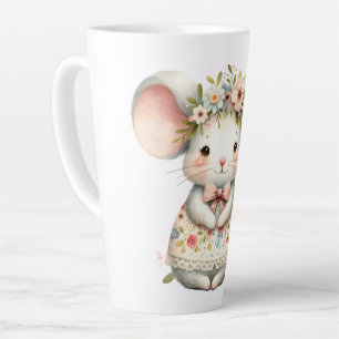 かわいいフローラマウスドレスフラワークラウン カフェラテマグ