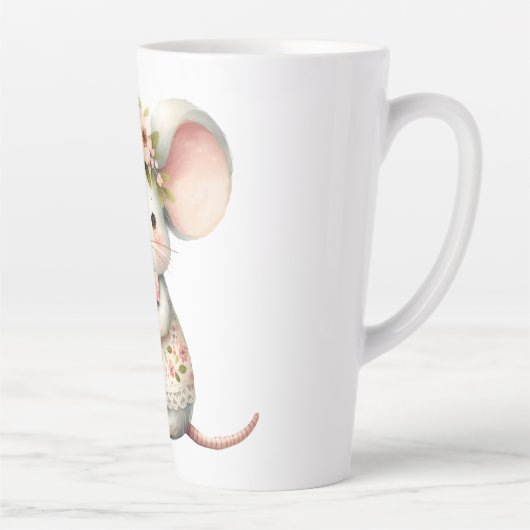 かわいいフローラマウスドレスフラワークラウン カフェラテマグ (右)