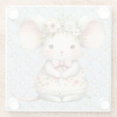 かわいいフローラマウスドレスフラワークラウン ガラスコースター (裏面)