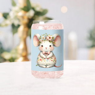 かわいいフローラマウスドレスフラワークラウン ガラス缶