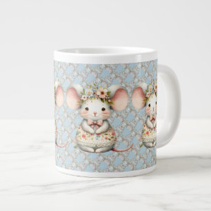 かわいいフローラマウスドレスフラワークラウン ジャンボコーヒーマグカップ
