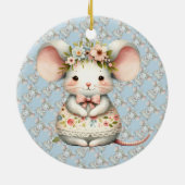 かわいいフローラマウスドレスフラワークラウン セラミックオーナメント (裏面)
