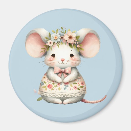 かわいいフローラマウスドレスフラワークラウン マグネット (正面)