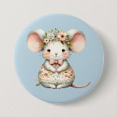 かわいいフローラマウスドレスフラワークラウン 缶バッジ (正面)