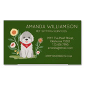 かわいいフローラマルチーズプードルドッグケアサービス マグネット名刺 (正面)