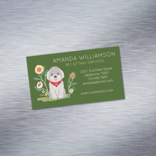 かわいいフローラマルチーズプードルドッグケアサービス マグネット名刺 (インサイチュ)