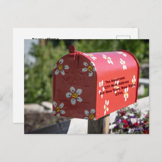 かわいいフローラメールボックス引っ越しましたのアドレス変更 ポストカード (正面/裏面)