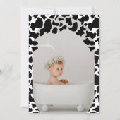 かわいいフローラモダン牛1歳の誕生日パーティー写真 招待状 (裏面)