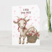 かわいいフローラヤギのキッドバレンタイン シーズンカード (正面)
