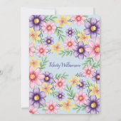 かわいいフローラユニコーンカップケーキベビーシャワー招待状 招待状 (裏面)