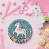 かわいいフローラユニコーンポニーインパステル ペーパープレート (パーティー)