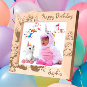 かわいいフローラユニコーン子供の誕生日ギフト木製 レーザー彫刻フレーム