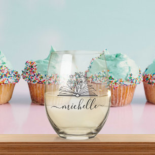 かわいいフローラライブラリあなたの心を成長先生ギフト ステムなしワイングラス
