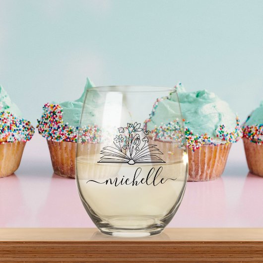 かわいいフローラライブラリあなたの心を成長先生ギフト ステムなしワイングラス