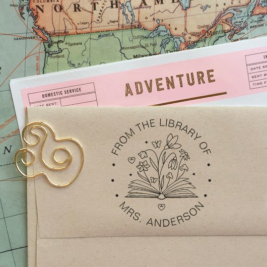 かわいいフローラライブラリフローラあなたの心を育てる先生 セルフインキングスタンプ