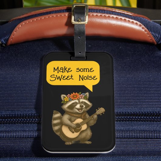 かわいいフローララクーン音楽デュオ遊のギター音楽 ラゲッジタグ (正面インサイチュ2)