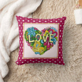 かわいいフローララヴハート、ピンク&ホワイト水玉模様 クッション (ブランケット)