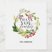 かわいいフローラリースエレガント先生 ワインラベル (シングルラベル)