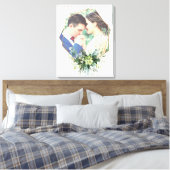 かわいいフローラリースフォトフレーム キャンバスプリント (インサイチュ (寝室))