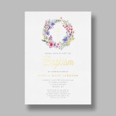 かわいいフローラリース宗教女子バプテスマ金ゴールド 箔招待状