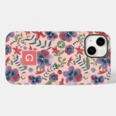 かわいいフローラヴィオレットオールオーバープリントモノグラムキャス Case-Mate iPhoneケース (裏面 (横))