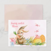 かわいいフローラヴィンテージイースターバニーハッピーイースター ノートカード (正面/裏面)