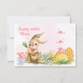 かわいいフローラヴィンテージイースターバニーハッピーイースター ノートカード