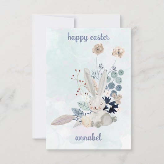 かわいいフローラヴィンテージイースターバニーハッピーイースター ノートカード (正面)