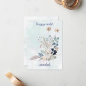 かわいいフローラヴィンテージイースターバニーハッピーイースター ノートカード (正面/裏面インサイチュ)