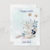 かわいいフローラヴィンテージイースターバニーハッピーイースター ノートカード (正面/裏面)