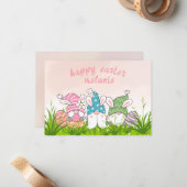 かわいいフローラヴィンテージイースター格言-ハッピーイースター ノートカード (正面/裏面インサイチュ)