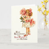 かわいいフローラヴィンテージ誕生日の挨拶 カード (黄色い花)