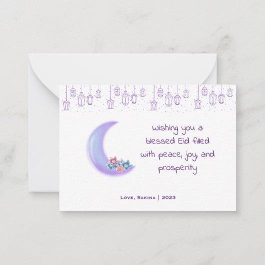 かわいいフローラ三日月イスラムのイードムバラク写真 ノートカード