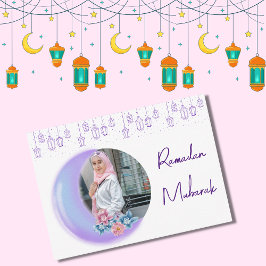 かわいいフローラ三日月イスラムのラマダンMubarak写真 ノートカード