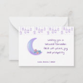 かわいいフローラ三日月イスラムのラマダンMubarak写真 ノートカード (裏面)