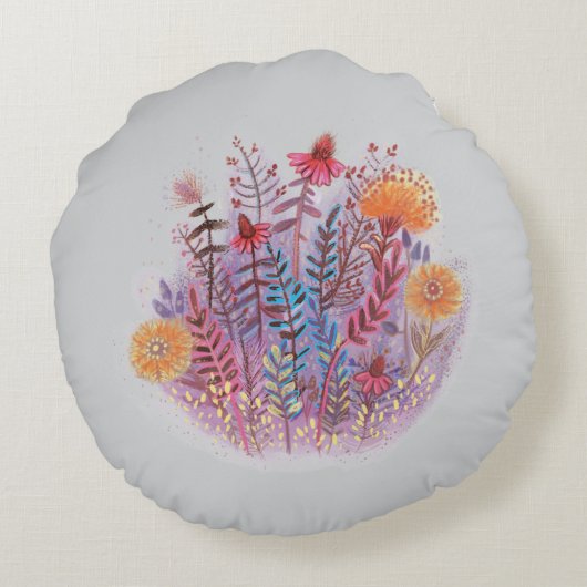 かわいいフローラ丸い枕 ラウンドクッション (裏面)