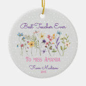 かわいいフローラ先生クリスマスパステルの花 セラミックオーナメント (正面)