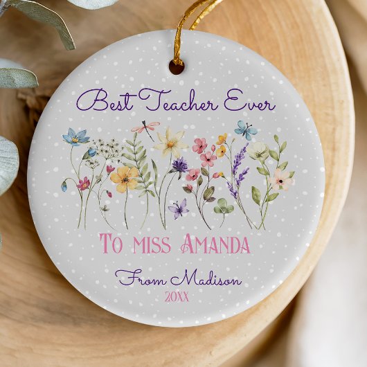 かわいいフローラ先生クリスマスパステルの花 セラミックオーナメント