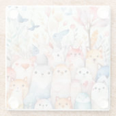 かわいいフローラ動物かわいいデザイン ガラスコースター (裏面)