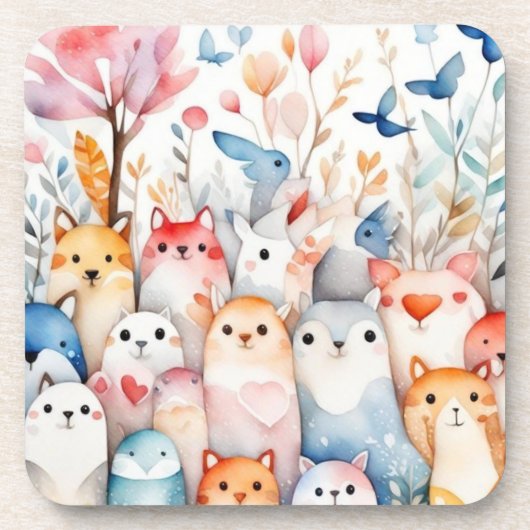 かわいいフローラ動物かわいいデザイン コースター (正面)