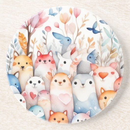 かわいいフローラ動物かわいいデザイン コースター (正面)