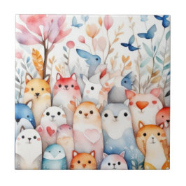 かわいいフローラ動物かわいいデザイン タイル