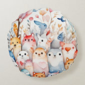 かわいいフローラ動物かわいいデザイン ラウンドクッション (裏面)