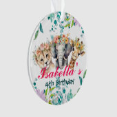かわいいフローラ動物園ジャングル動物誕生日へようこそ オーナメント (正面)