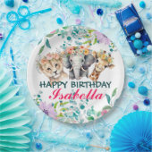 かわいいフローラ動物園ジャングル動物誕生日へようこそ ペーパープレート (パーティー)