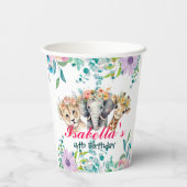 かわいいフローラ動物園ジャングル動物誕生日へようこそ 紙コップ (裏面)
