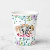 かわいいフローラ動物園ジャングル動物誕生日へようこそ 紙コップ (正面)